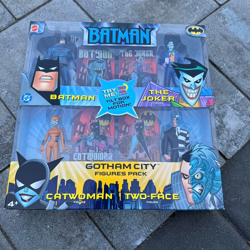 Vintage Mattel Batman Gotham City 4-Pack Sealed Joker Catwoman Two-Face New
